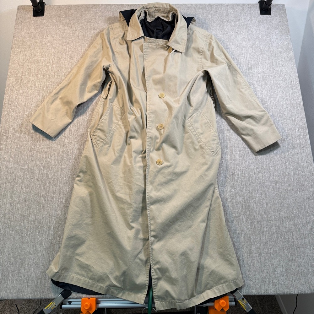 Towne by London Fog Tan Trench Coat with Hood Petite 4 Khaki Duster Jacket